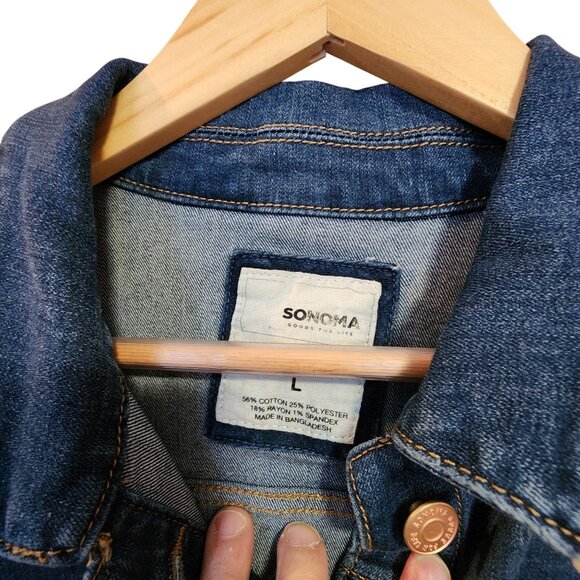 Sonoma Womens Denim Jean Jacket Medium Cotton/Polyester Blend Large - Picture 3 of 3